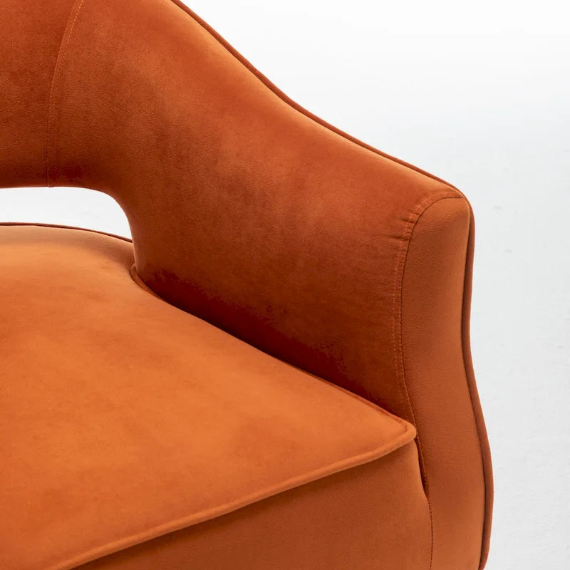 Modern Velvet Accent Arm Vanity Chair with Wingback and Gold Legs for Living Room