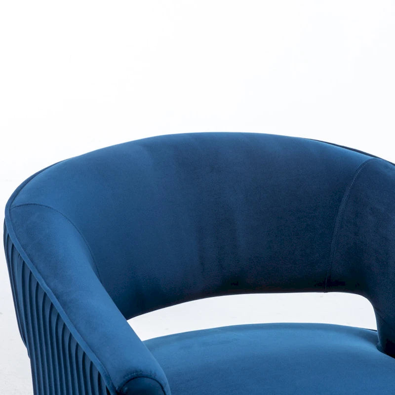 Modern Velvet Accent Arm Vanity Chair with Wingback and Gold Legs for Living Room