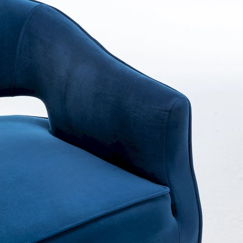 Modern Velvet Accent Arm Vanity Chair with Wingback and Gold Legs for Living Room