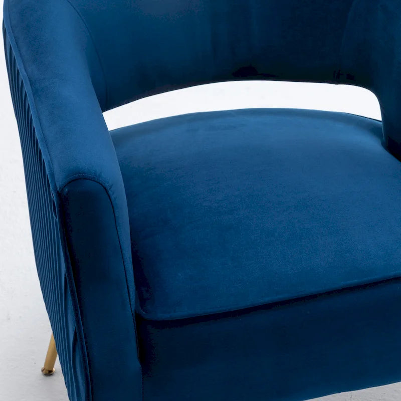 Modern Velvet Accent Arm Vanity Chair with Wingback and Gold Legs for Living Room