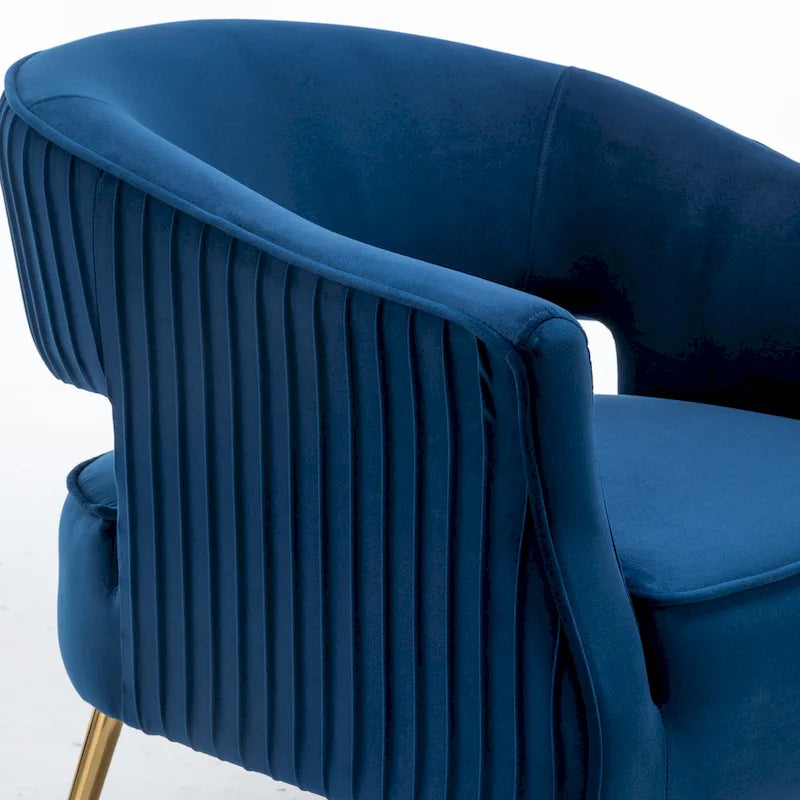 Modern Velvet Accent Arm Vanity Chair with Wingback and Gold Legs for Living Room