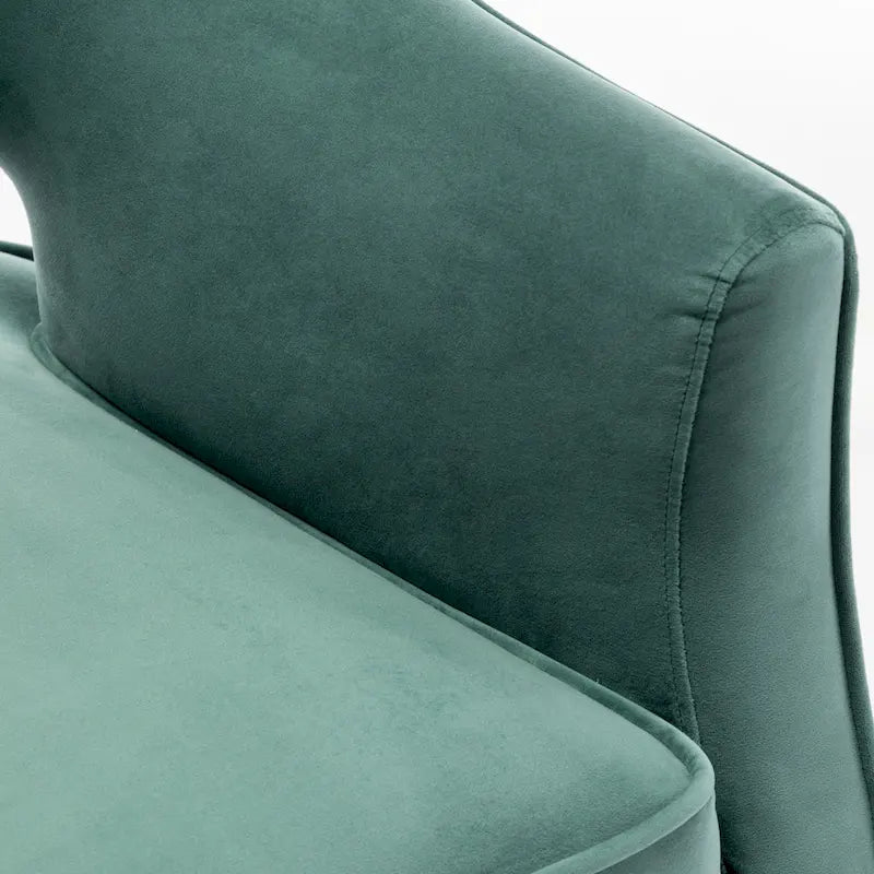 Modern Velvet Accent Arm Vanity Chair with Wingback and Gold Legs for Living Room