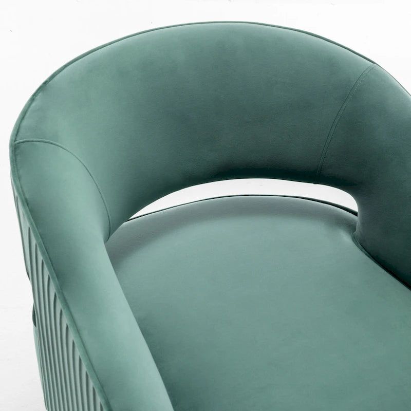 Modern Velvet Accent Arm Vanity Chair with Wingback and Gold Legs for Living Room