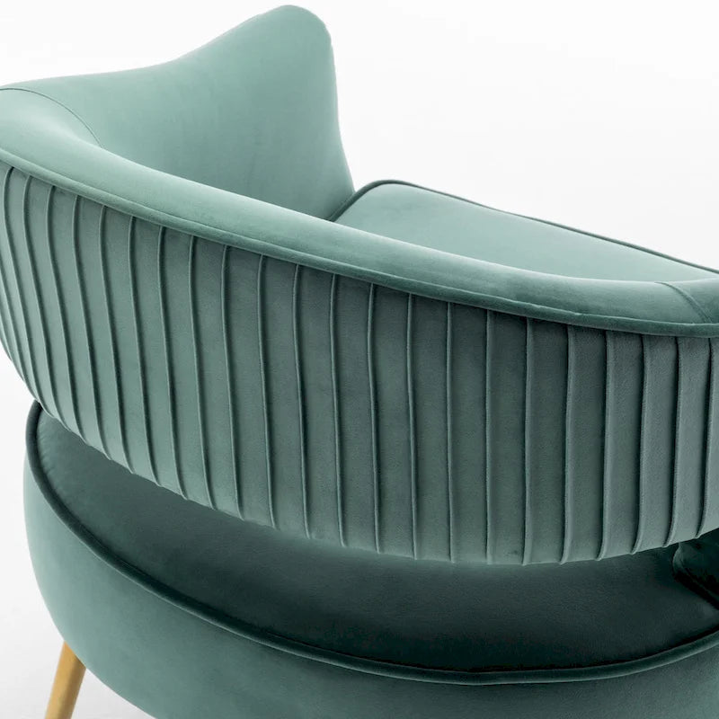 Modern Velvet Accent Arm Vanity Chair with Wingback and Gold Legs for Living Room