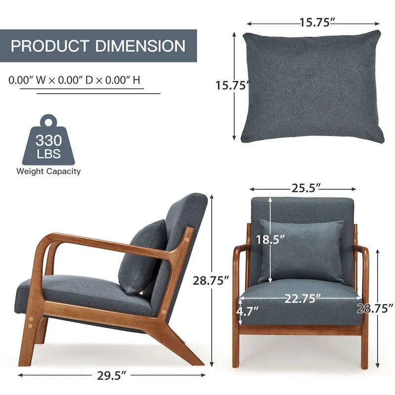 Mid Century Modern Living Room Reading Comfy Lounge Chairs