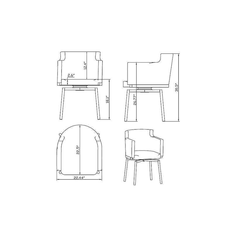 Modern Club Arm Chair with Memory Swivel, Set of 2