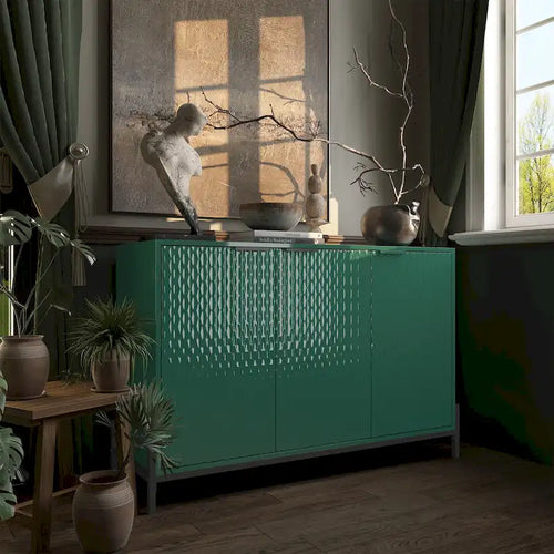 3-Door High Gloss Buffets Sideboards with Adjustable Shelves