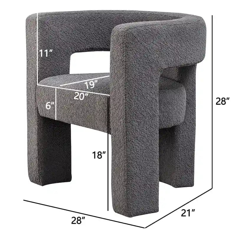 28 Wide Boucle Upholstered Square Armchair