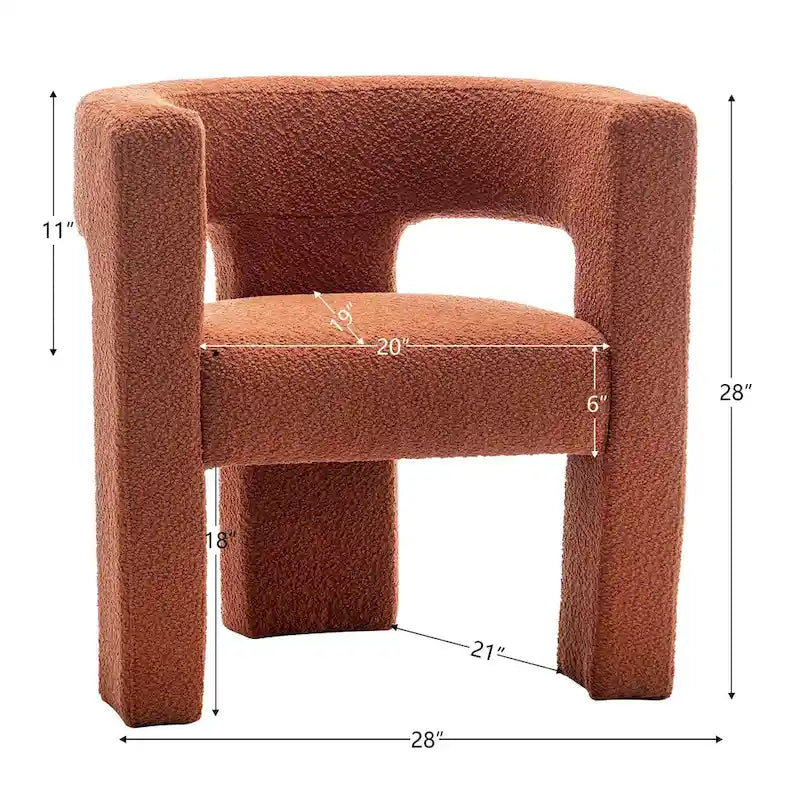 28 Wide Boucle Upholstered Square Armchair