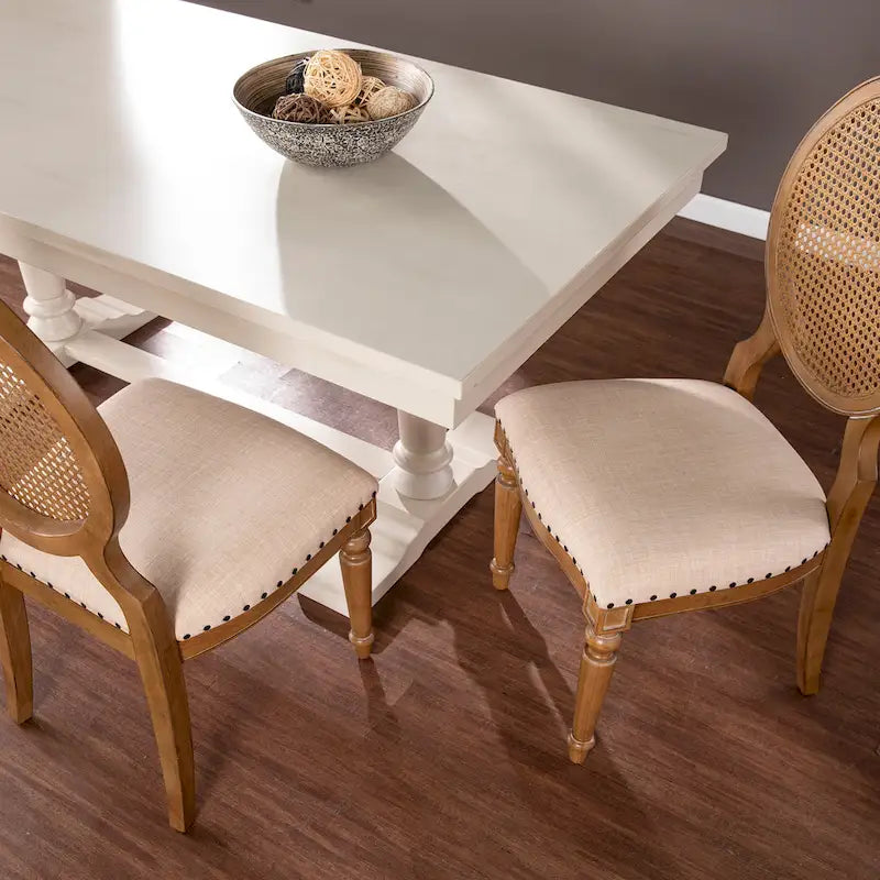 Oak Cane Back Dining Chairs (Set of 2)