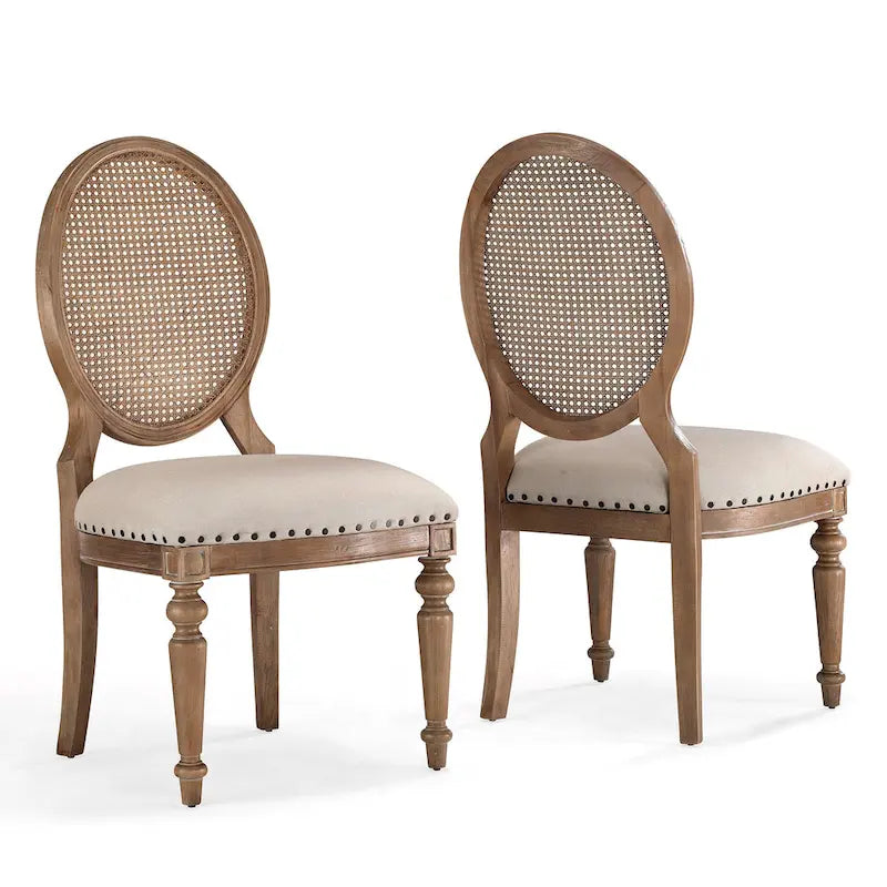 Oak Cane Back Dining Chairs (Set of 2)