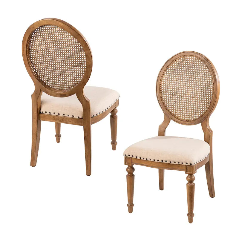 Oak Cane Back Dining Chairs (Set of 2)