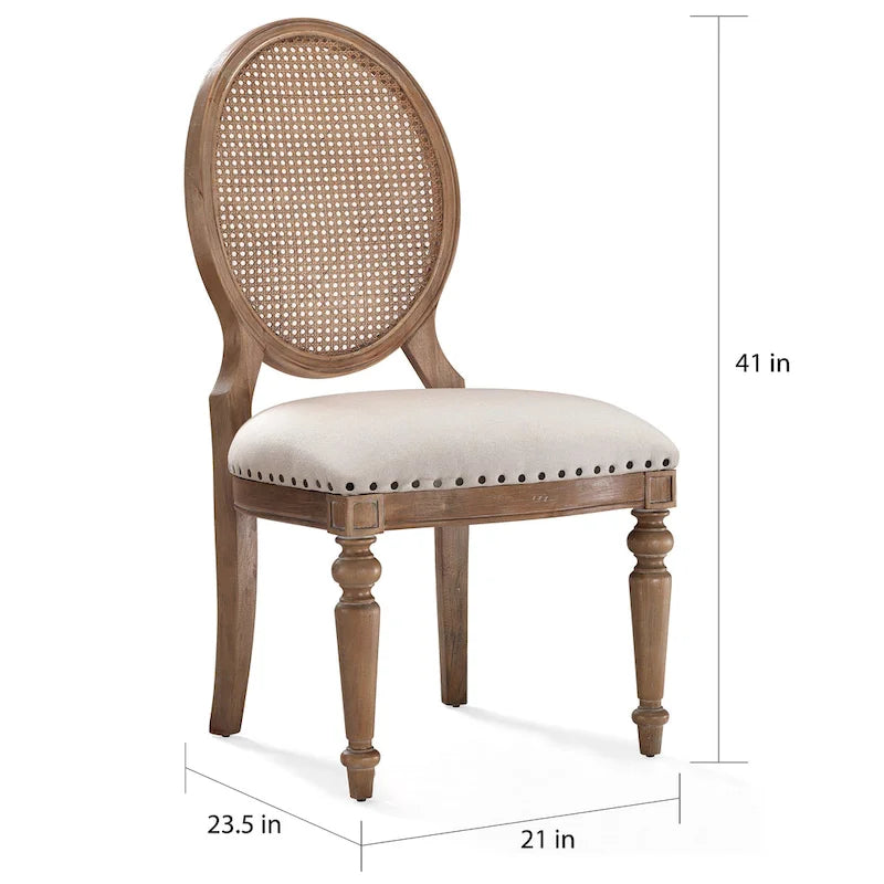 Oak Cane Back Dining Chairs (Set of 2)