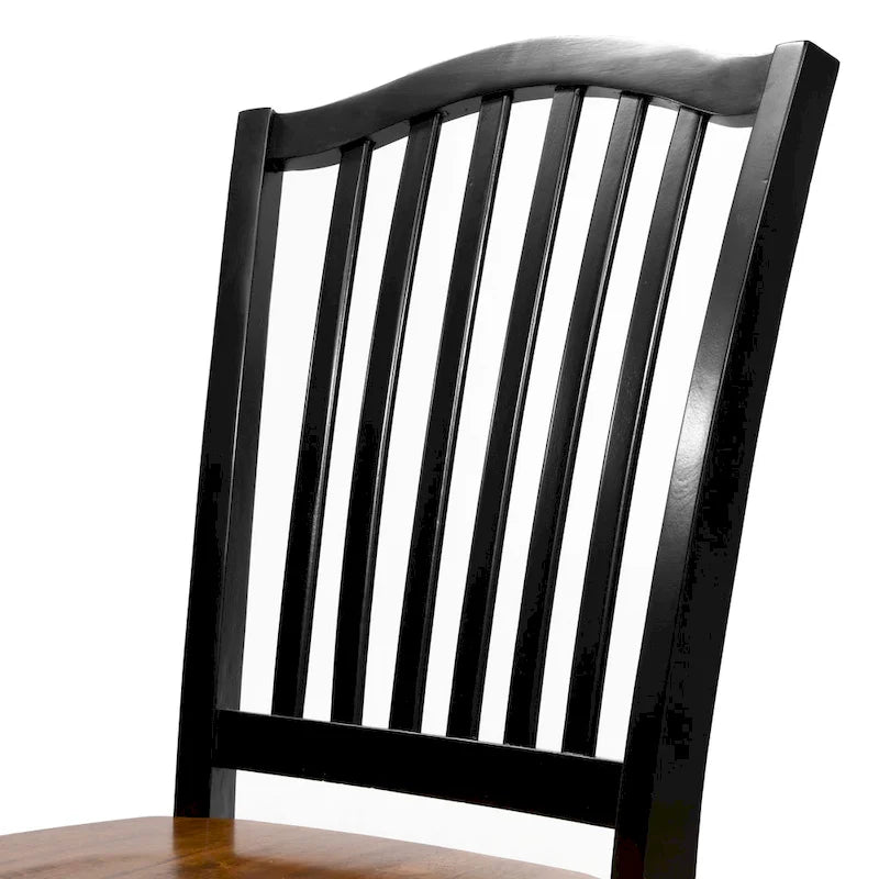 Farmhouse Black Slatted Wood Dining Chairs (Set of 2) by