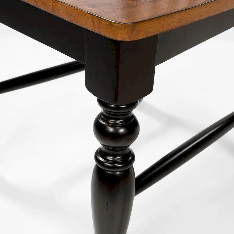 Farmhouse Black Slatted Wood Dining Chairs (Set of 2) by