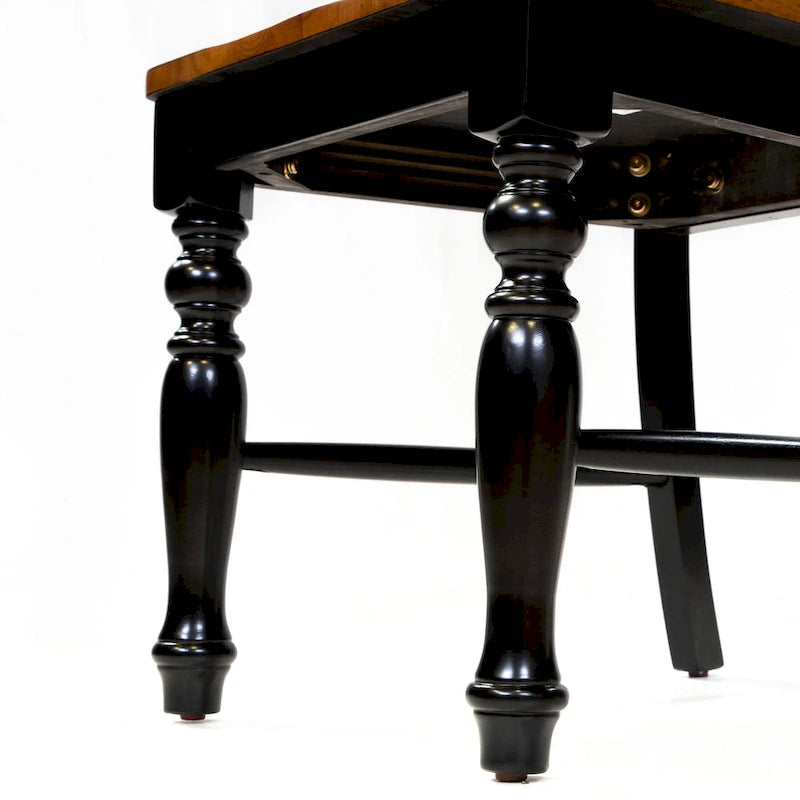 Farmhouse Black Slatted Wood Dining Chairs (Set of 2) by