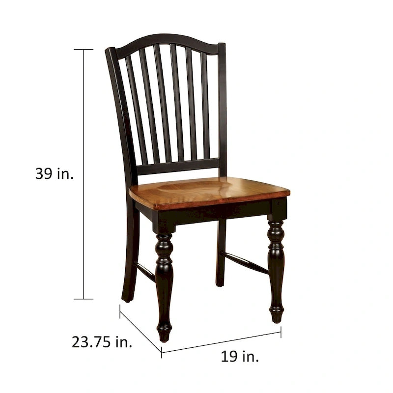 Farmhouse Black Slatted Wood Dining Chairs (Set of 2) by