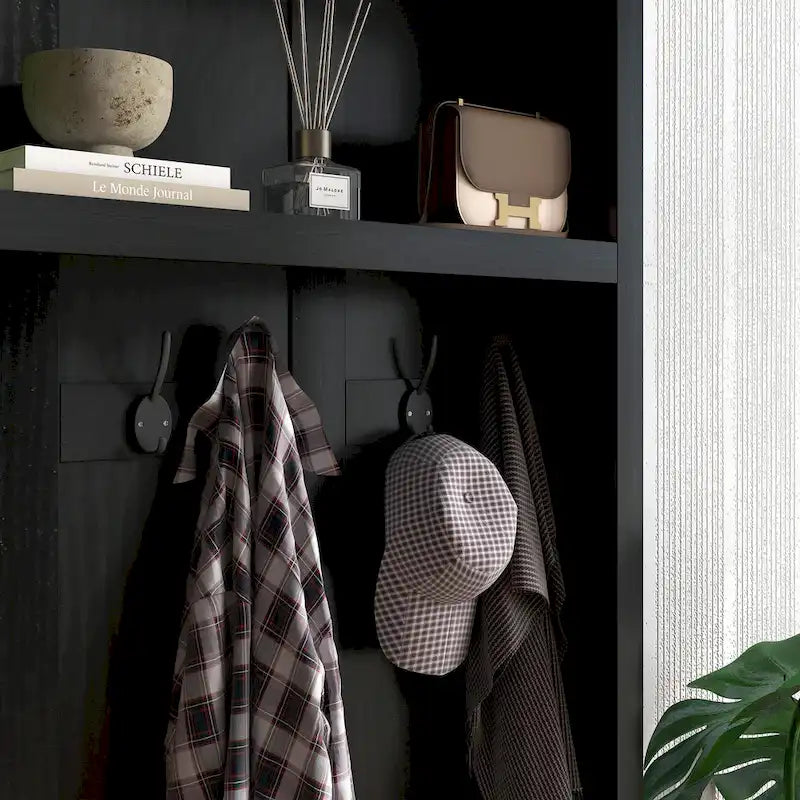Freestanding Hall Tree, Entryway Bench with Coat Rack, Shoe Cabinet and Top Shelf