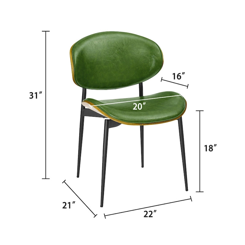 Set of 4 Mid-century Wood and Faux Leather Dining Chairs