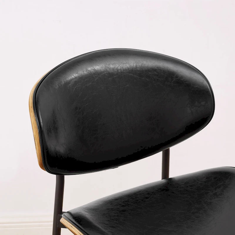 Set of 4 Mid-century Wood and Faux Leather Dining Chairs