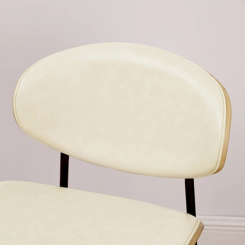 Set of 4 Mid-century Wood and Faux Leather Dining Chairs