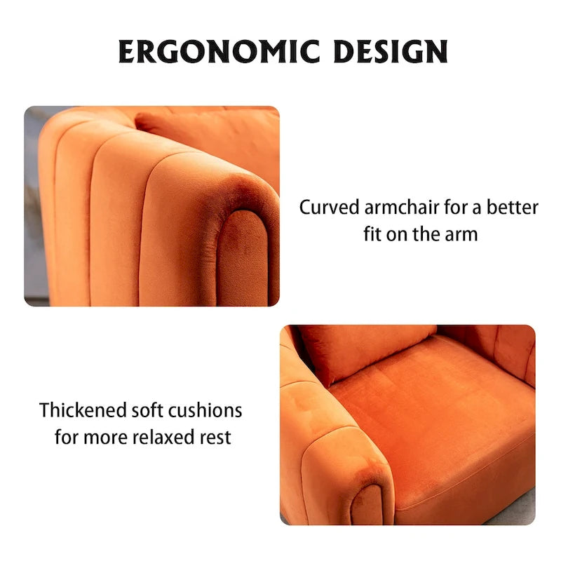 Oversize Velvet Swivel 360 Rotation Barrel Comfy Round Armchair With Plump Pillow Suitable For Living Room Bedroom