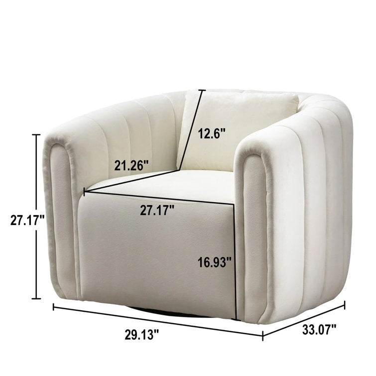 Oversize Velvet Swivel 360 Rotation Barrel Comfy Round Armchair With Plump Pillow Suitable For Living Room Bedroom