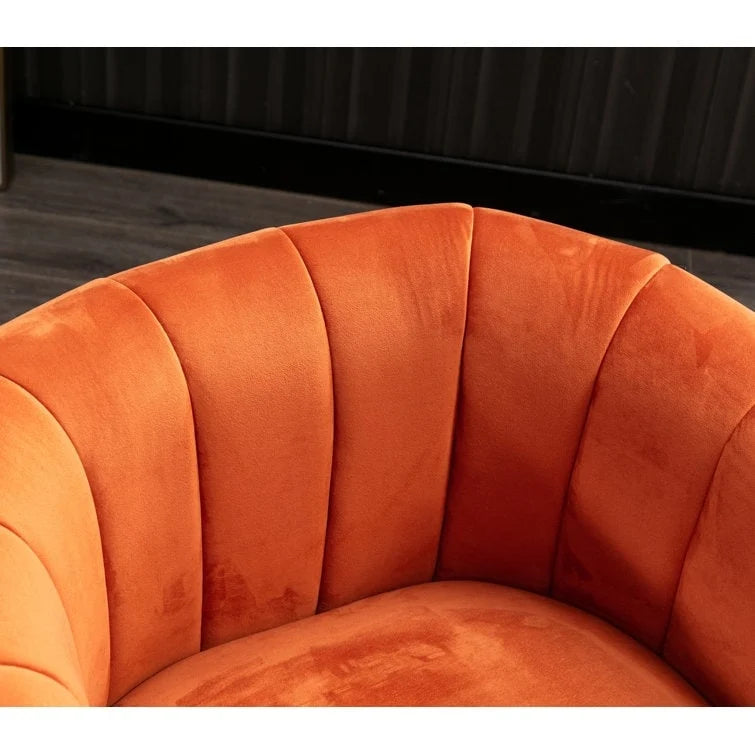 Oversize Velvet Swivel 360 Rotation Barrel Comfy Round Armchair With Plump Pillow Suitable For Living Room Bedroom