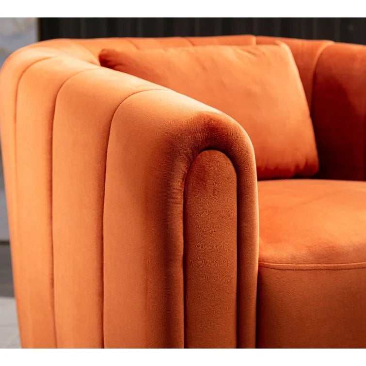 Oversize Velvet Swivel 360 Rotation Barrel Comfy Round Armchair With Plump Pillow Suitable For Living Room Bedroom