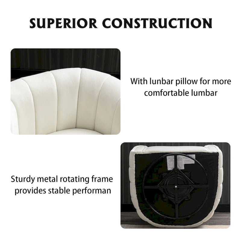 Oversize Velvet Swivel 360 Rotation Barrel Comfy Round Armchair With Plump Pillow Suitable For Living Room Bedroom