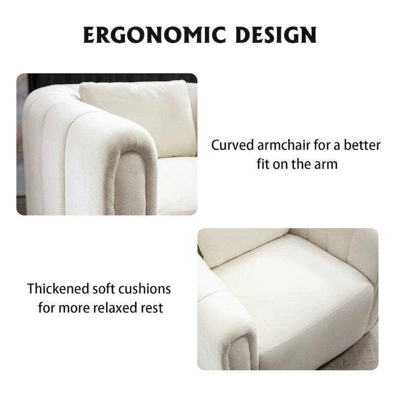 Oversize Velvet Swivel 360 Rotation Barrel Comfy Round Armchair With Plump Pillow Suitable For Living Room Bedroom