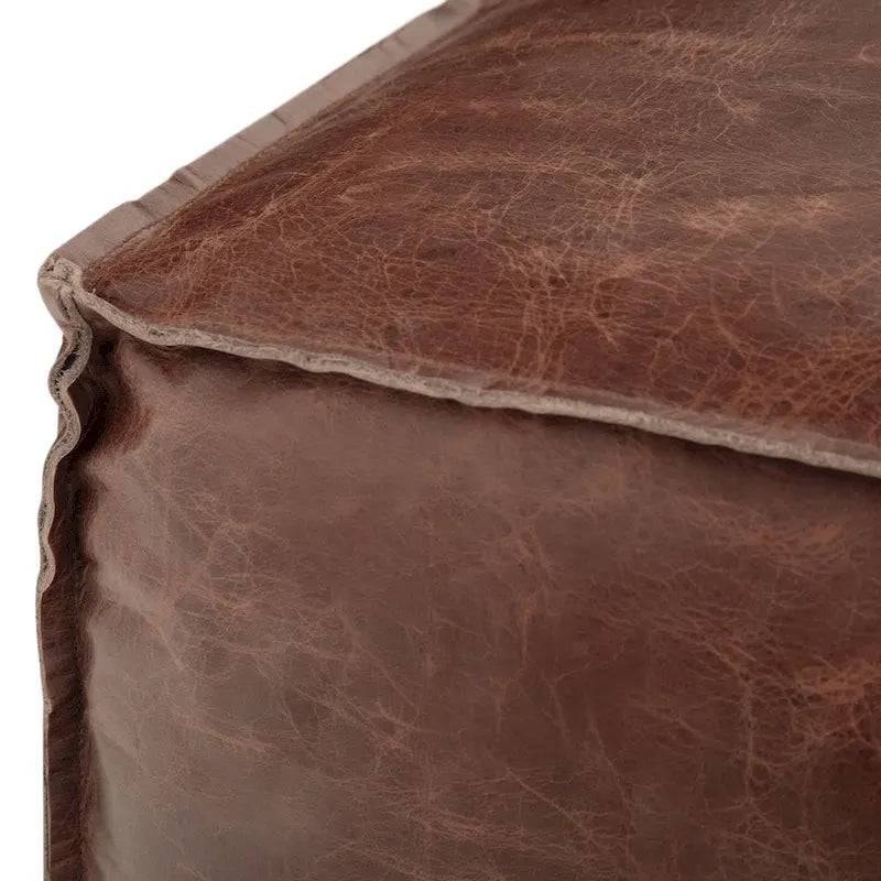 Boho Square Pouf in Leather