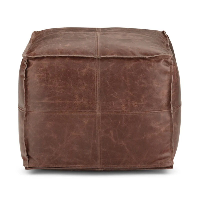 Boho Square Pouf in Leather