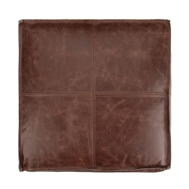 Boho Square Pouf in Leather