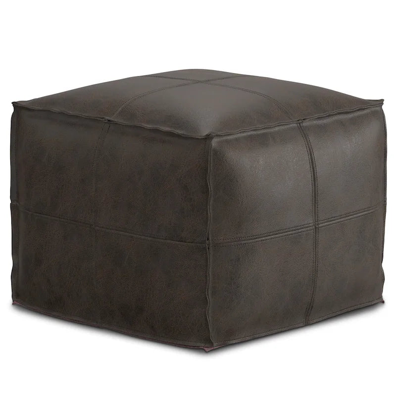Boho Square Pouf in Leather