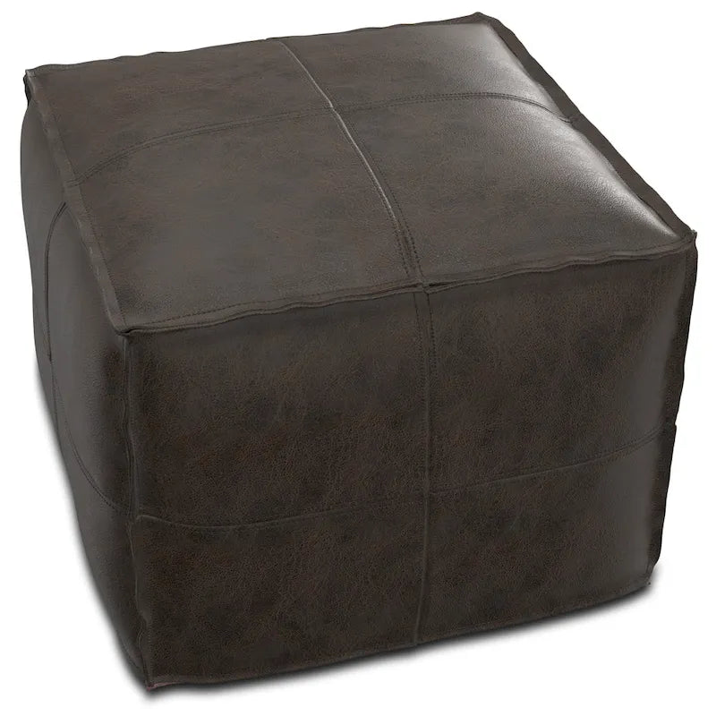 Boho Square Pouf in Leather