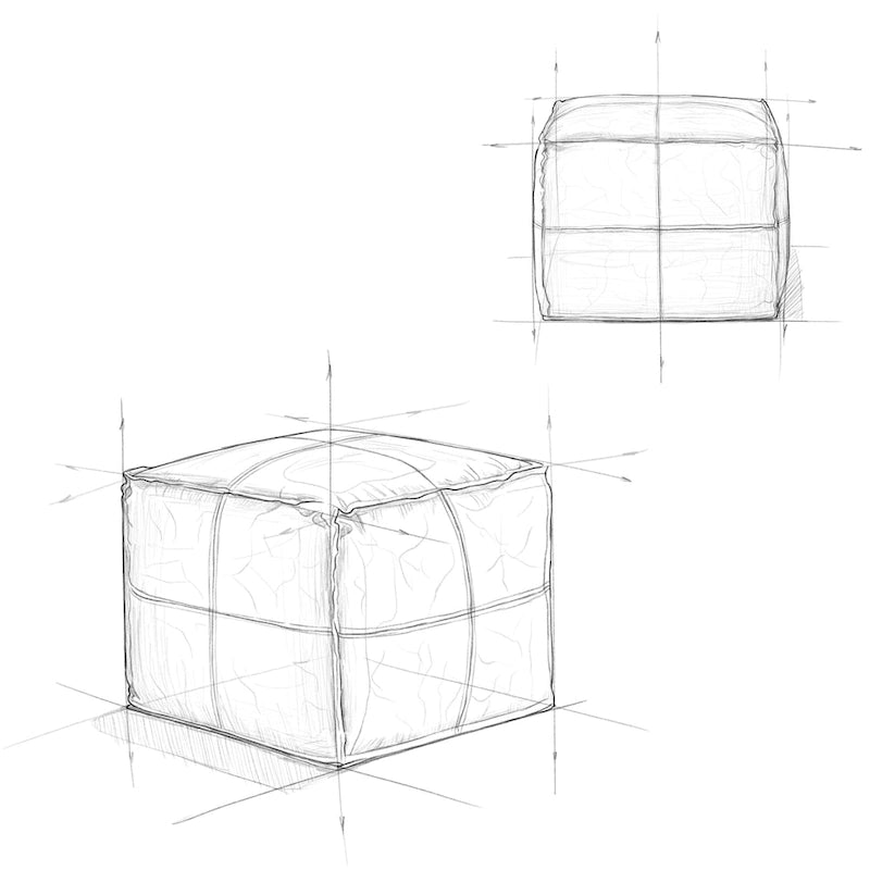 Boho Square Pouf in Leather