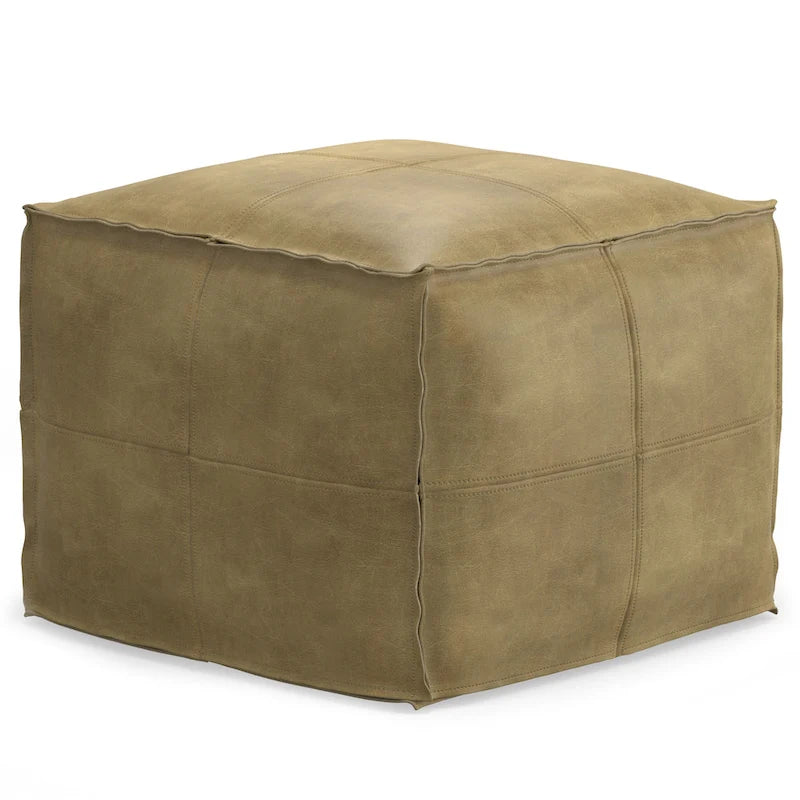 Boho Square Pouf in Leather