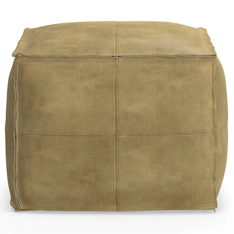 Boho Square Pouf in Leather