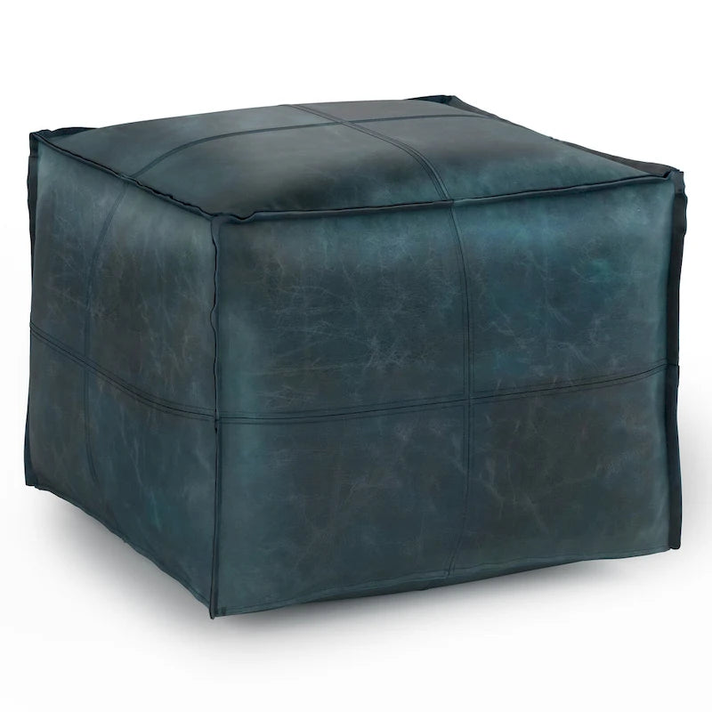 Boho Square Pouf in Leather