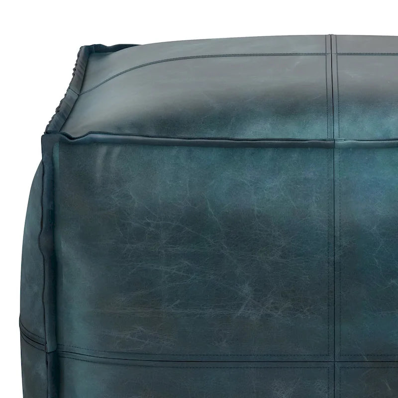 Boho Square Pouf in Leather
