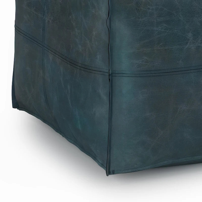 Boho Square Pouf in Leather