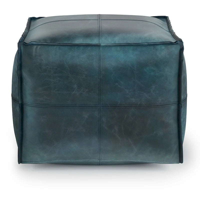 Boho Square Pouf in Leather