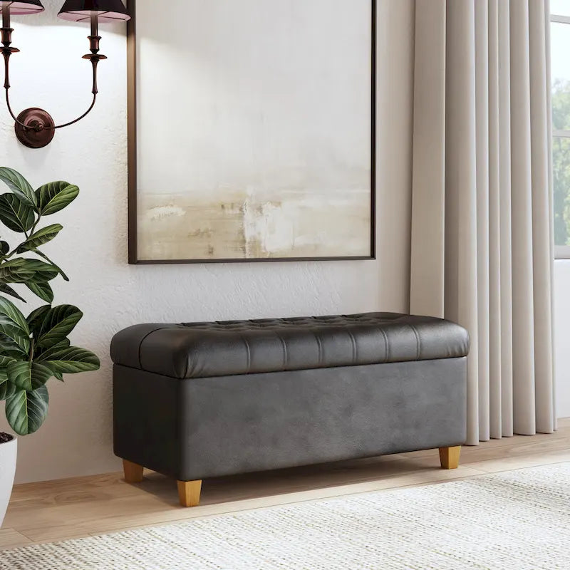 Copper Grove Button Tufted Storage Bench