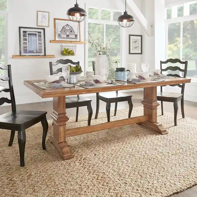Two-tone Solid Wood Top Dining Table by