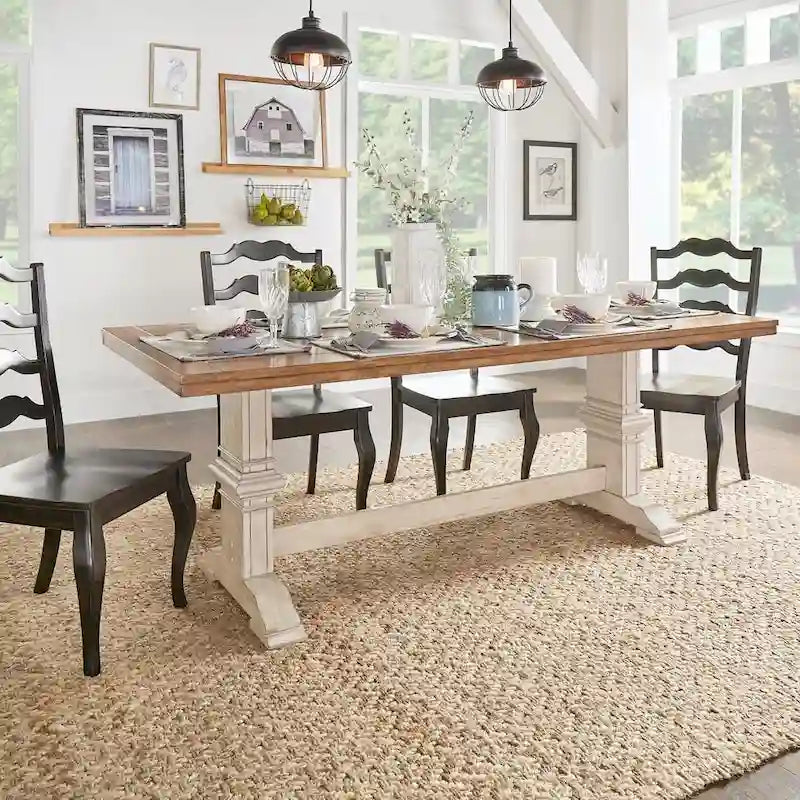 Two-tone Solid Wood Top Dining Table by