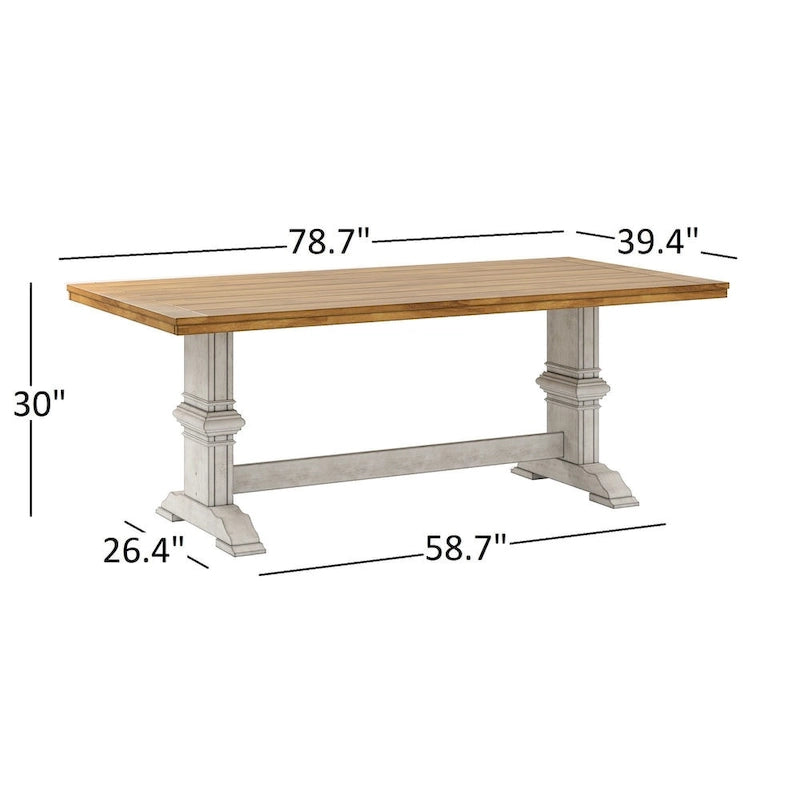 Two-tone Solid Wood Top Dining Table by