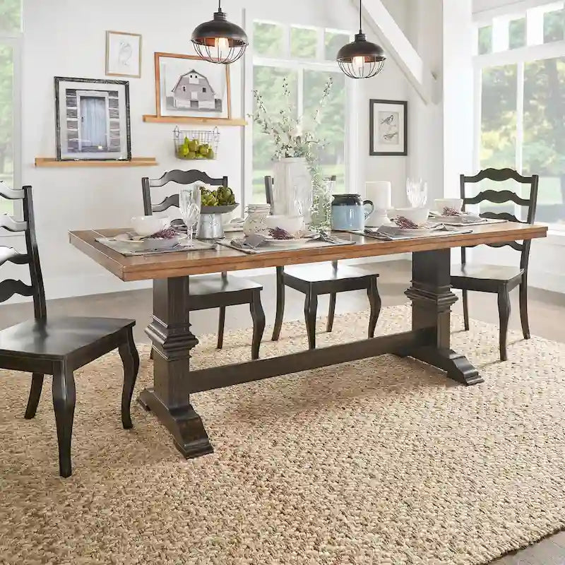 Two-tone Solid Wood Top Dining Table by