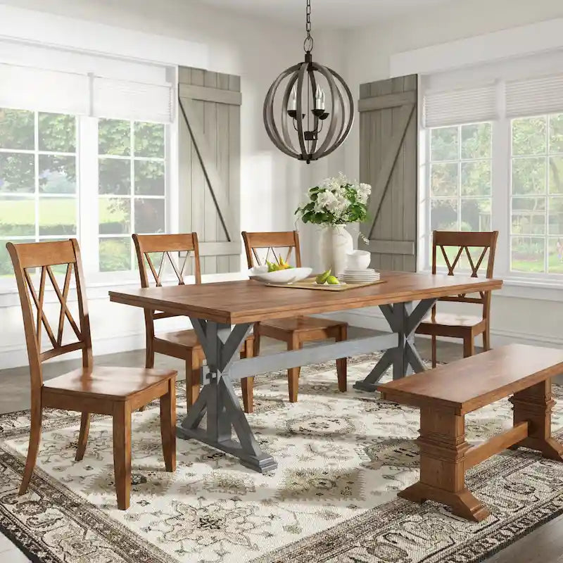 Two-tone Solid Wood Top Dining Table by