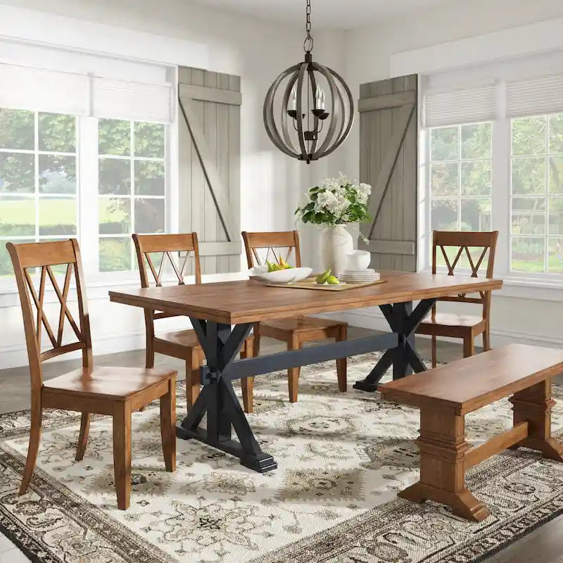 Two-tone Solid Wood Top Dining Table by